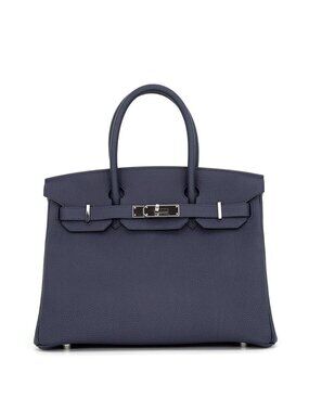 Hermes Birkin 30 Blue Nuit Silver Togo Handbag